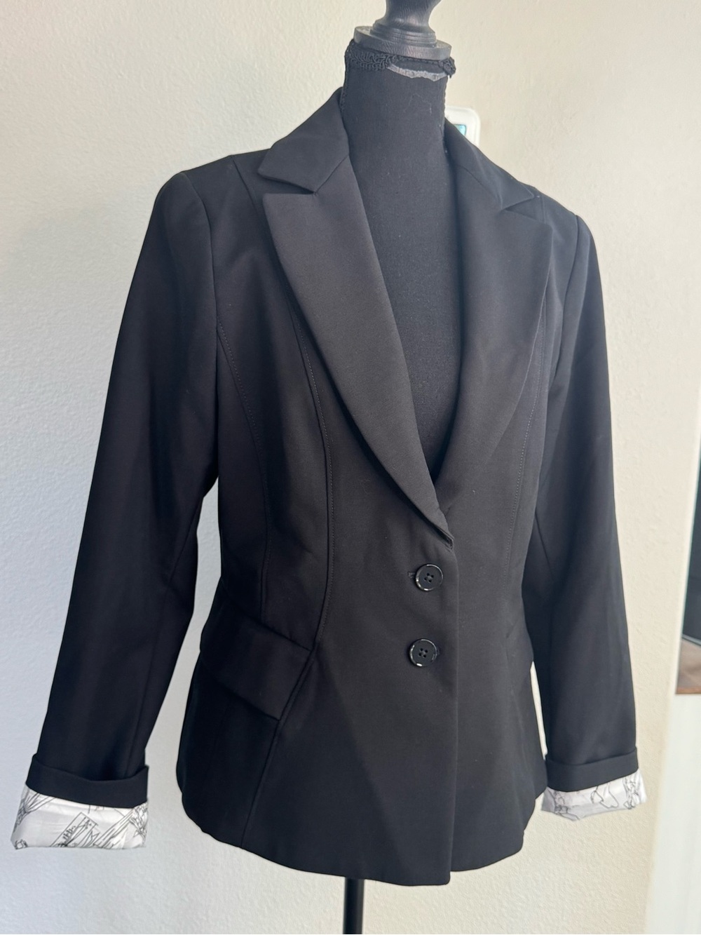 WHBM Black Signature Comfort Stretch Blazer Size 12